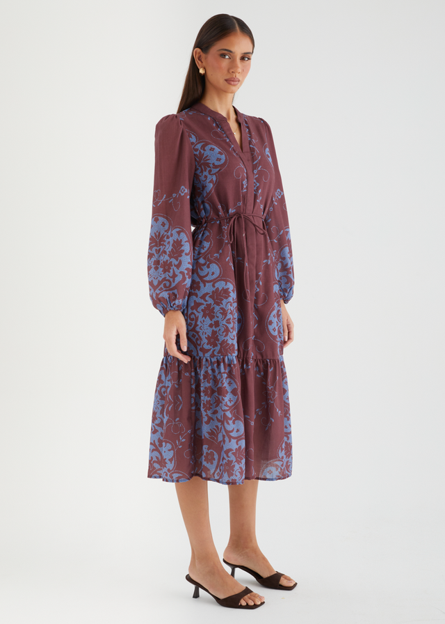 Dionah Midi Dress - Chocolate Frost