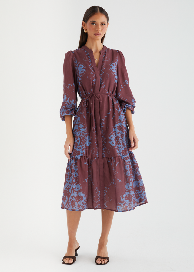 Dionah Midi Dress - Chocolate Frost