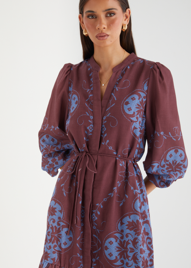 Dionah Midi Dress - Chocolate Frost