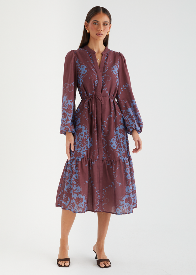 Dionah Midi Dress - Chocolate Frost