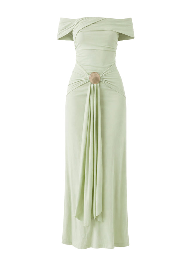 Tiarna Off Shoulder Maxi Dress - Matcha