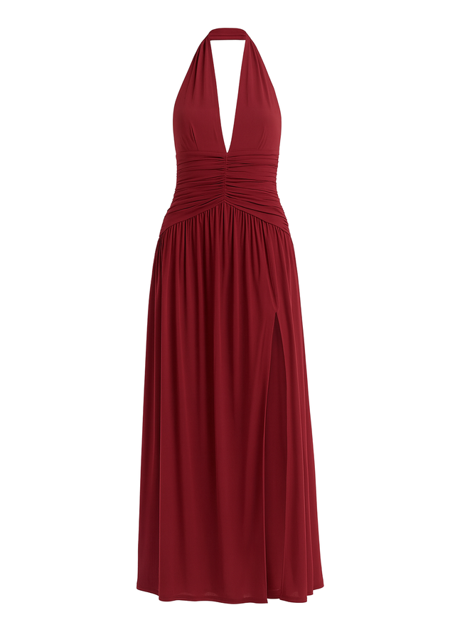 Giana Halter Maxi Dress - Wine