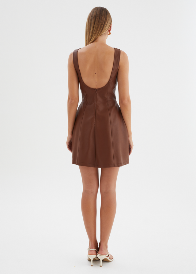 Nirvana PU Dress - Brown