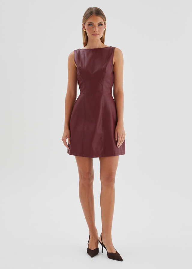Nirvana PU Dress - Wine
