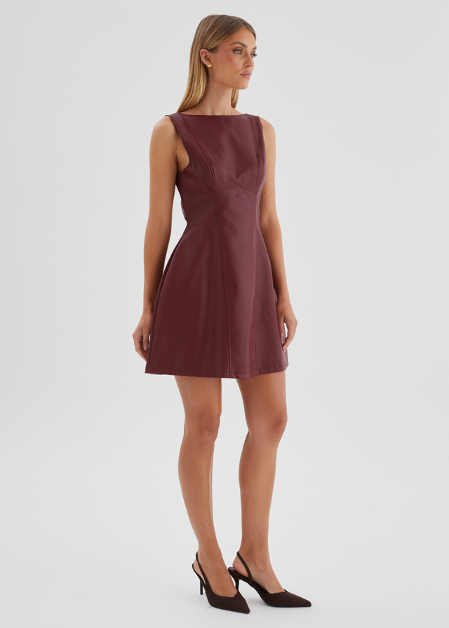 Nirvana PU Dress - Wine