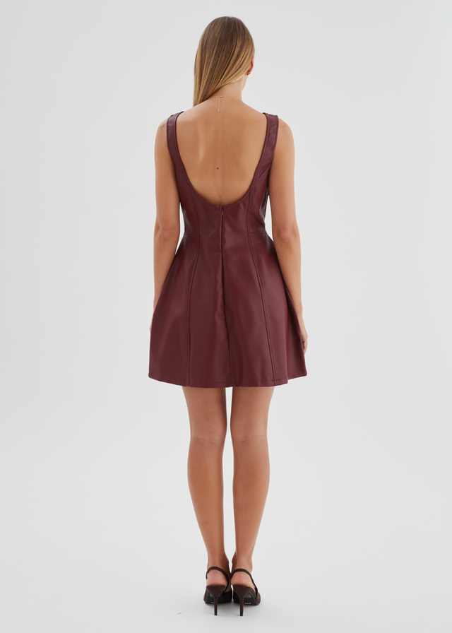 Nirvana PU Dress - Wine