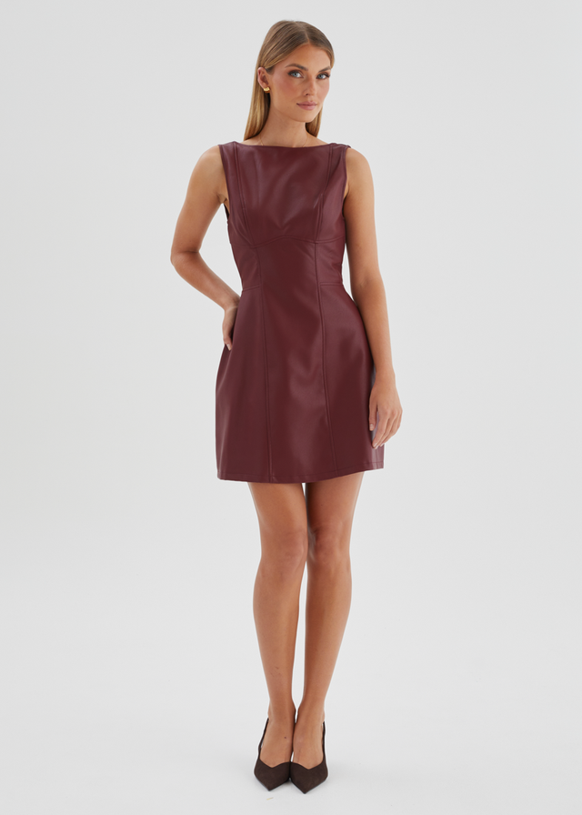 Nirvana PU Dress - Wine
