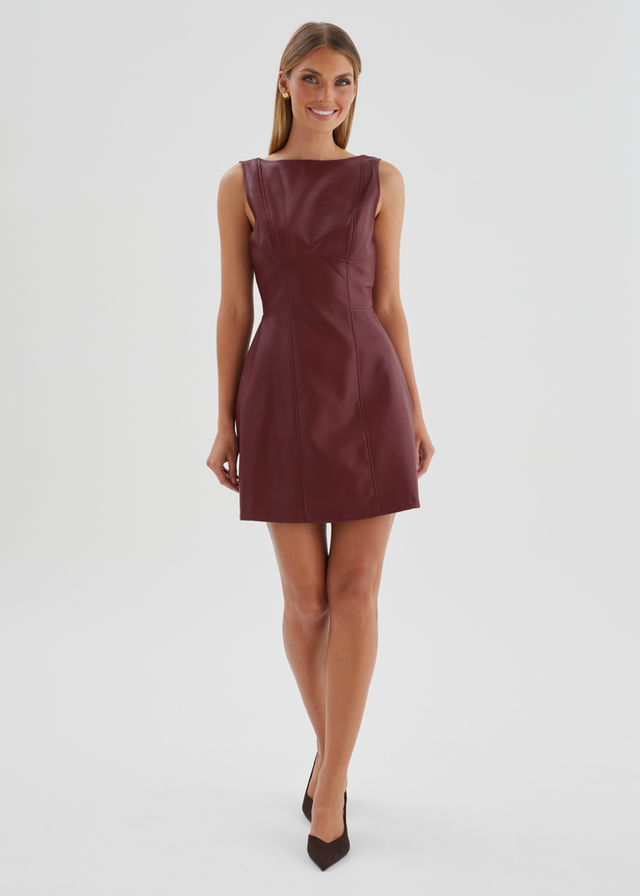 Nirvana PU Dress - Wine