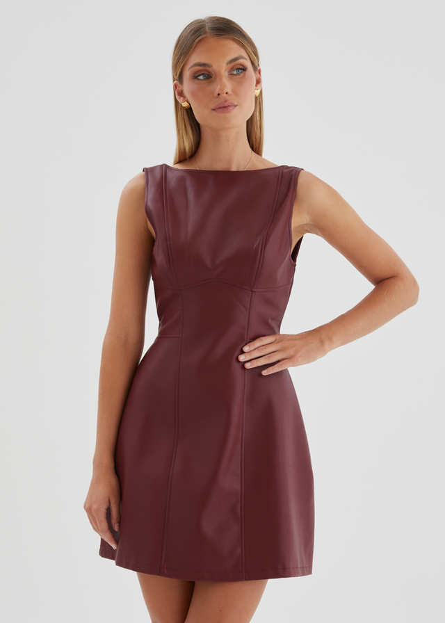 Nirvana PU Dress - Wine