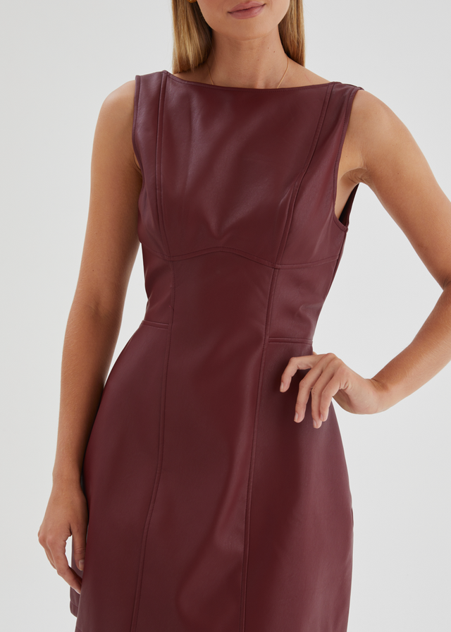 Nirvana PU Dress - Wine