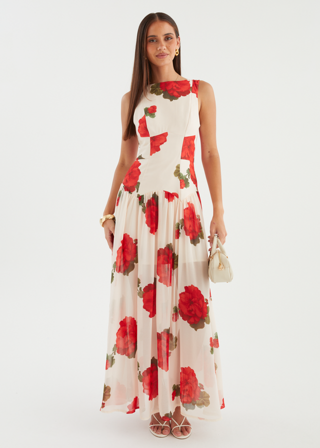 Bessie Maxi Dress - Beige Roses