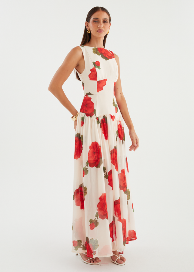 Bessie Maxi Dress - Beige Roses