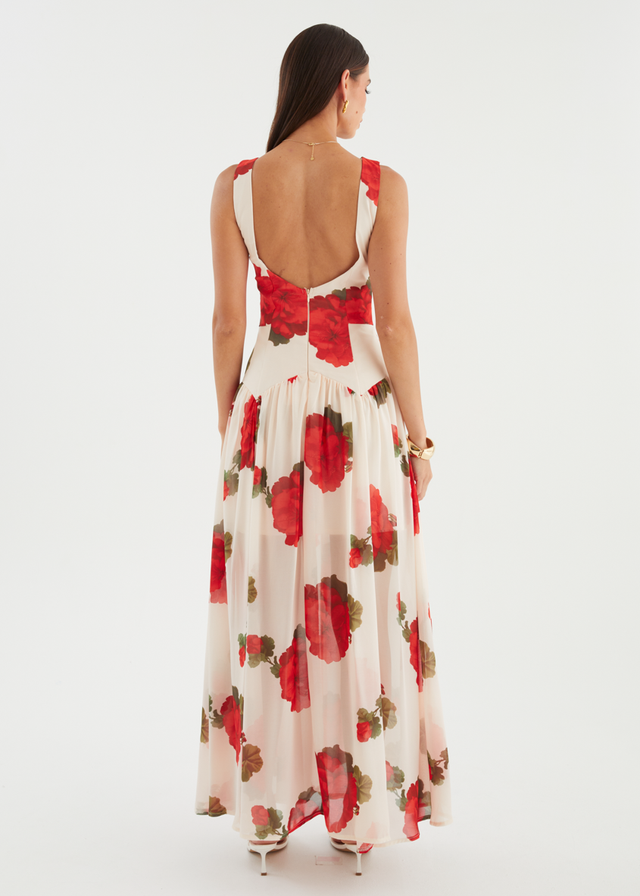 Bessie Maxi Dress - Beige Roses