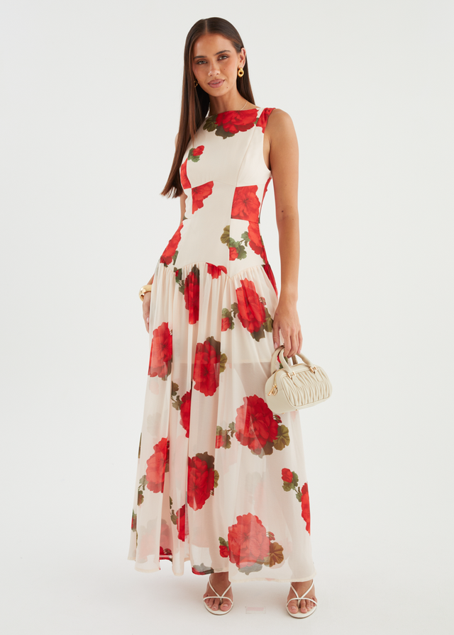 Bessie Maxi Dress - Beige Roses