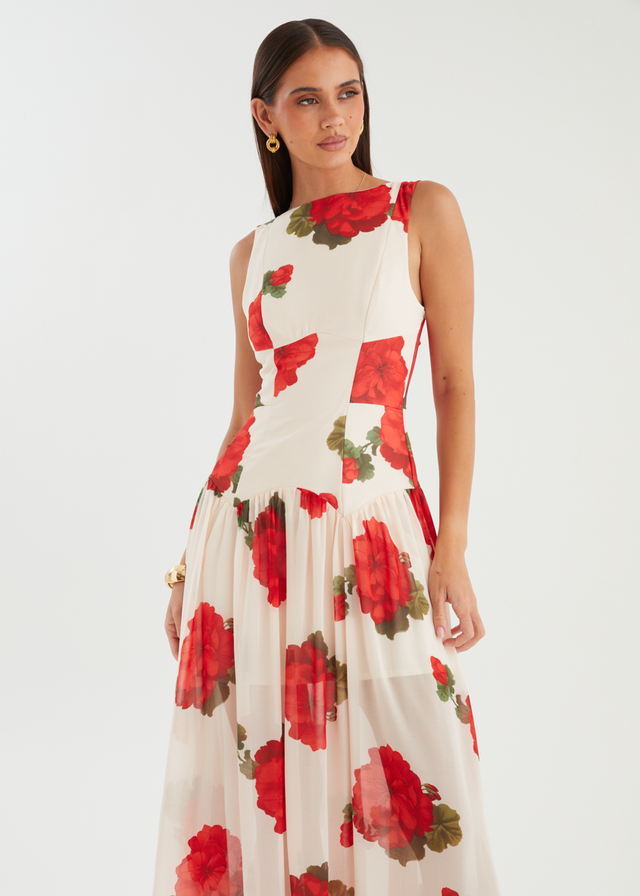 Bessie Maxi Dress - Beige Roses