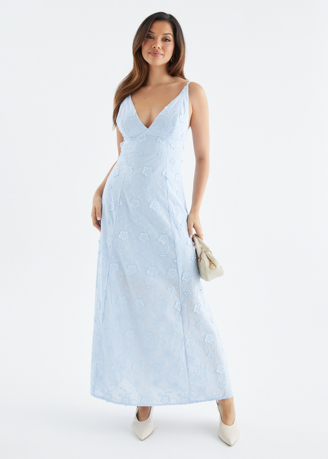 Elsa Embroidered Maxi Dress - Baby Blue