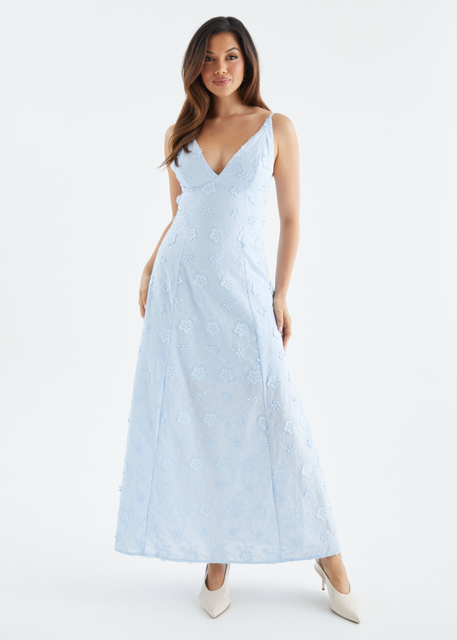 Elsa Embroidered Maxi Dress - Baby Blue