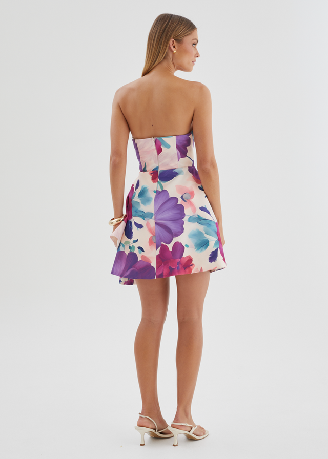 Prunella Strapless Dress - Mauve Floral