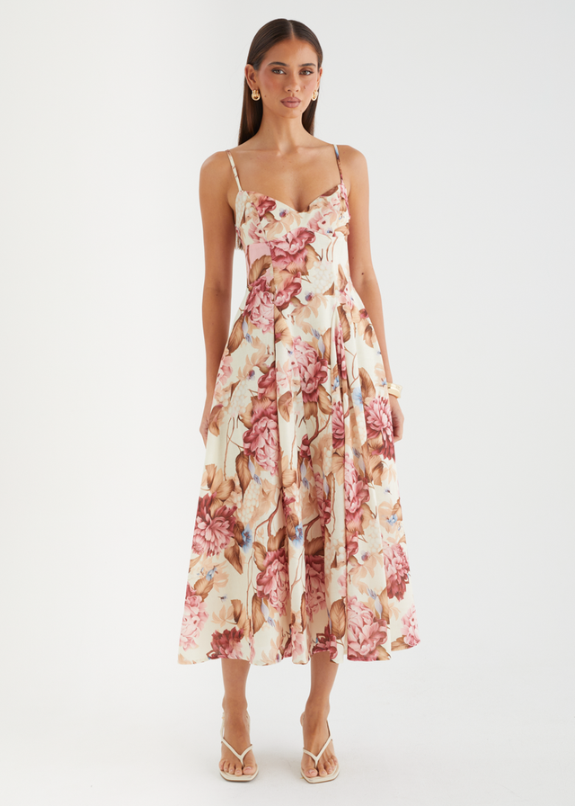 Emeline Midi Dress - Beige Garden