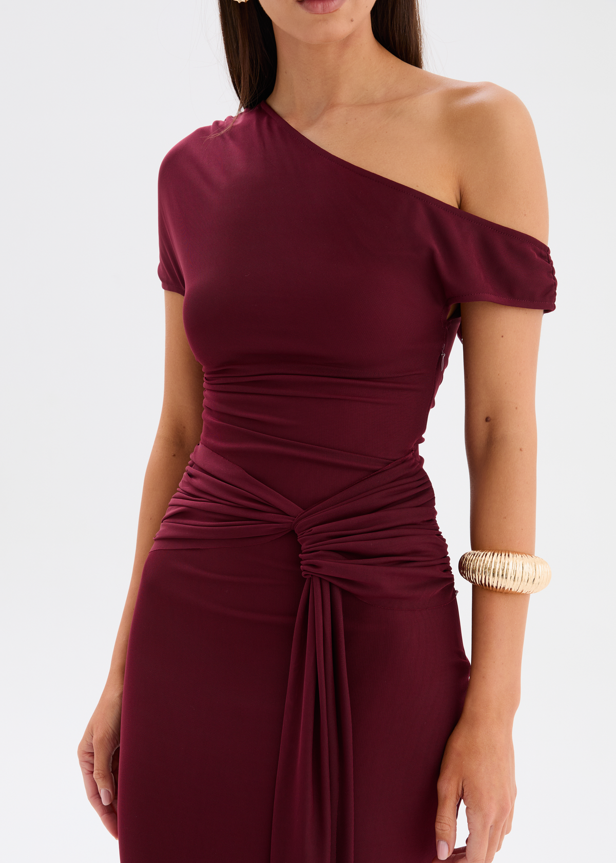 Monica Mesh Drop Shoulder Maxi Dress - Wine – Gingham & Heels