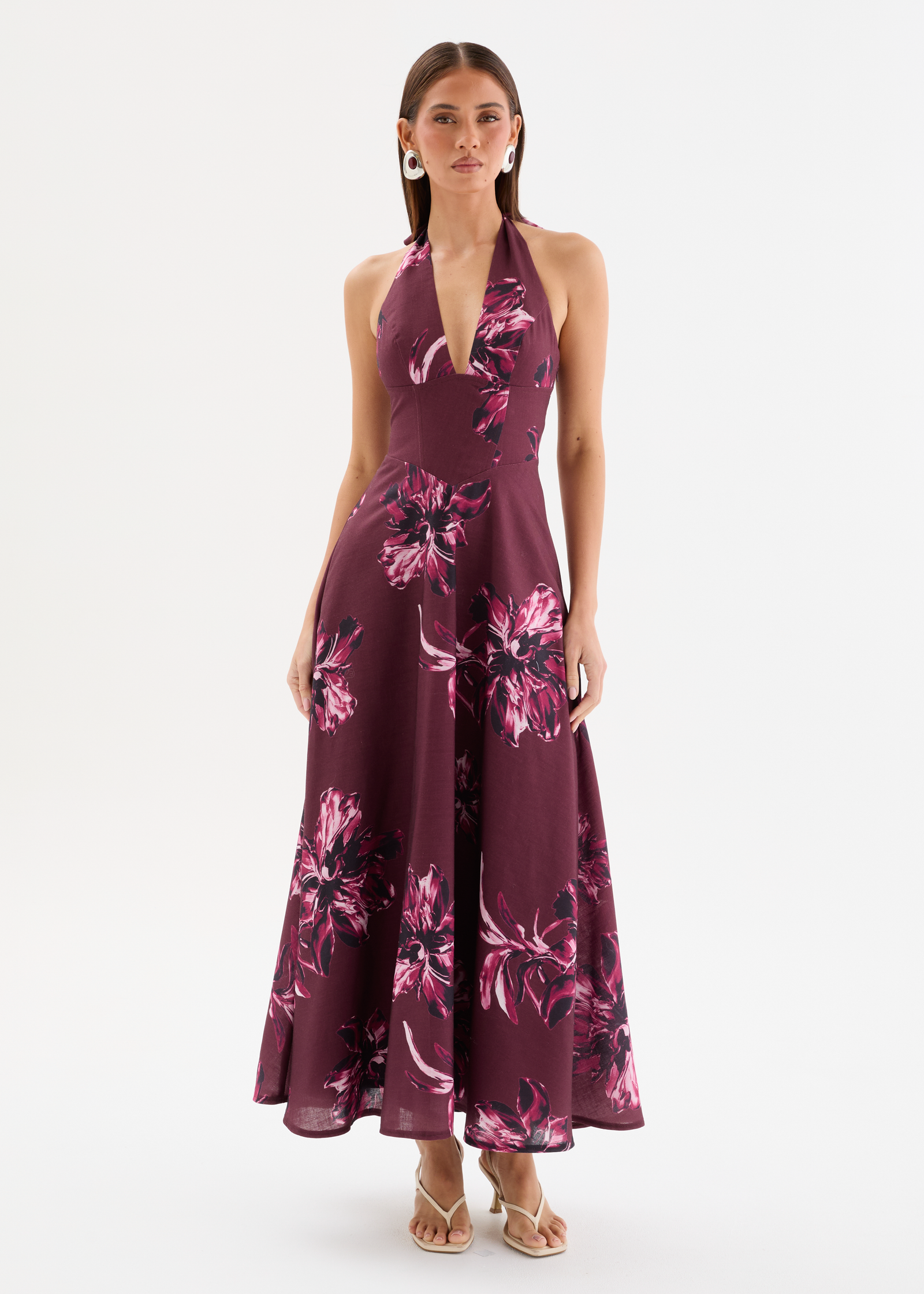 green long silk dress Petal and Pup Women's Adair Off Shoulder Maxi Dress