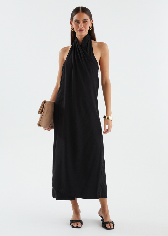 Iridessa Halter Maxi Dress - Black