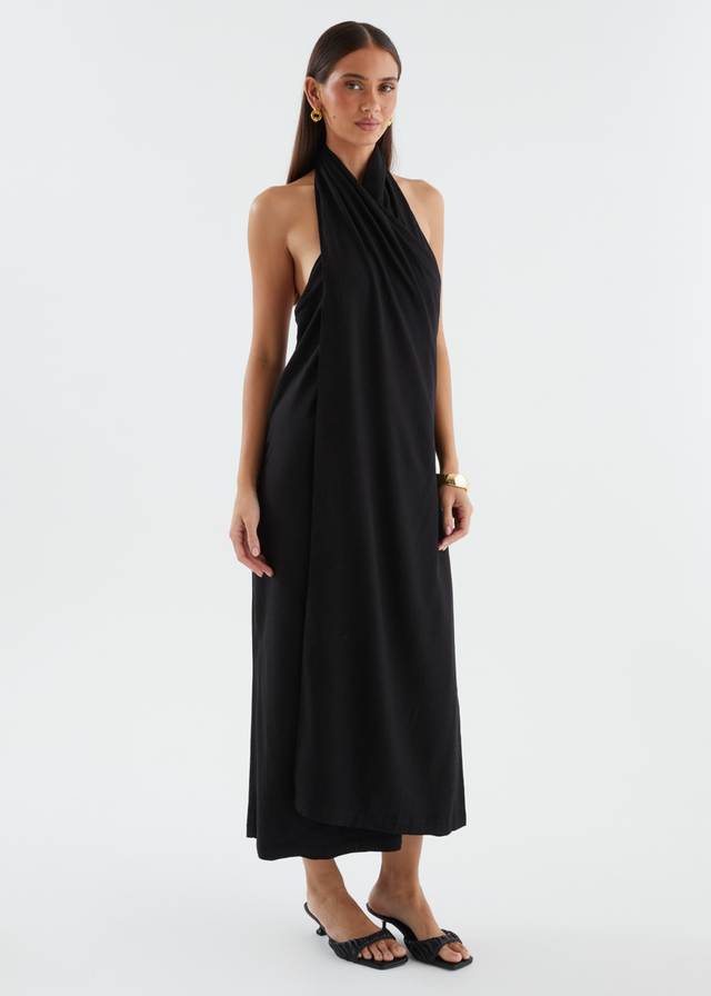 Iridessa Halter Maxi Dress - Black