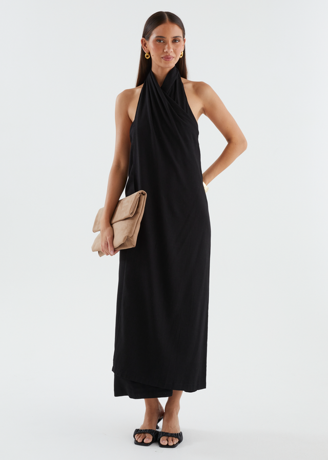 Iridessa Halter Maxi Dress - Black