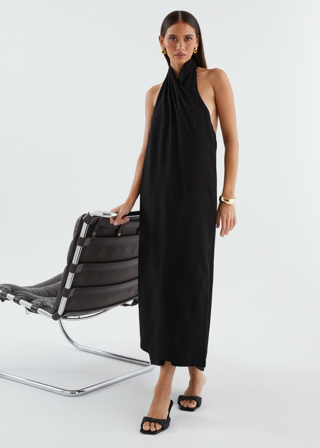 Iridessa Halter Maxi Dress - Black