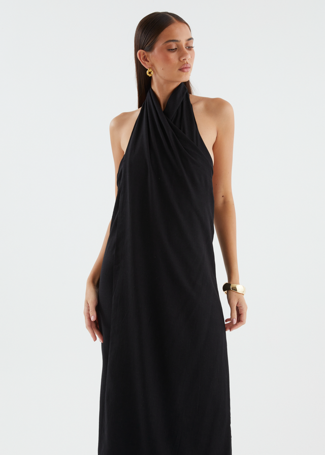 Iridessa Halter Maxi Dress - Black
