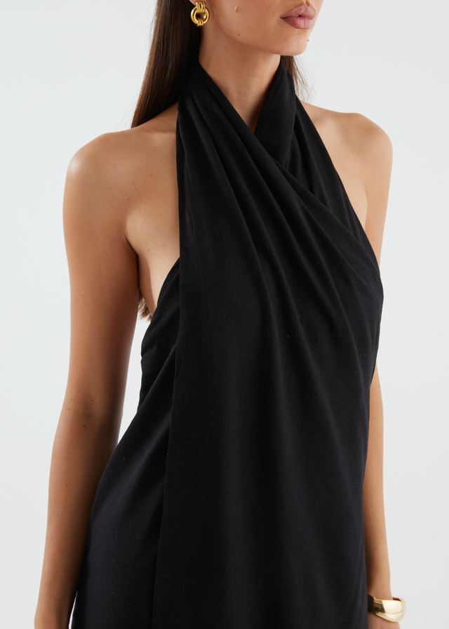 Iridessa Halter Maxi Dress - Black