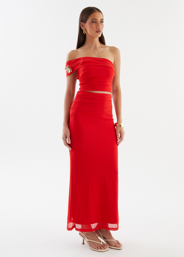 Santanna Mesh Crop - Red