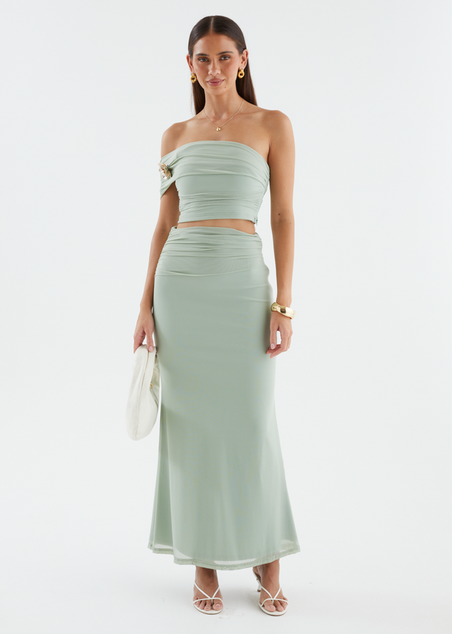 Santanna Mesh Maxi Skirt - Sage