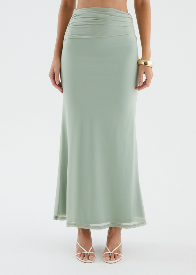 Santanna Mesh Maxi Skirt - Sage
