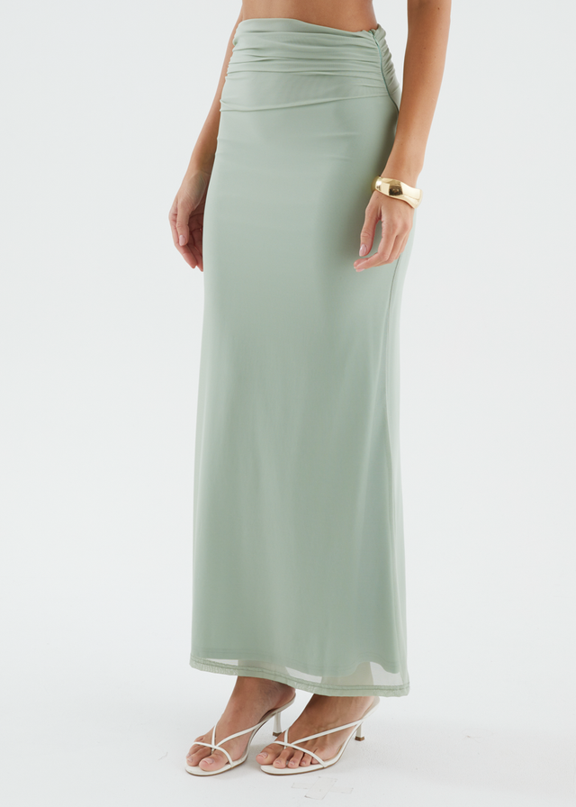 Santanna Mesh Maxi Skirt - Sage