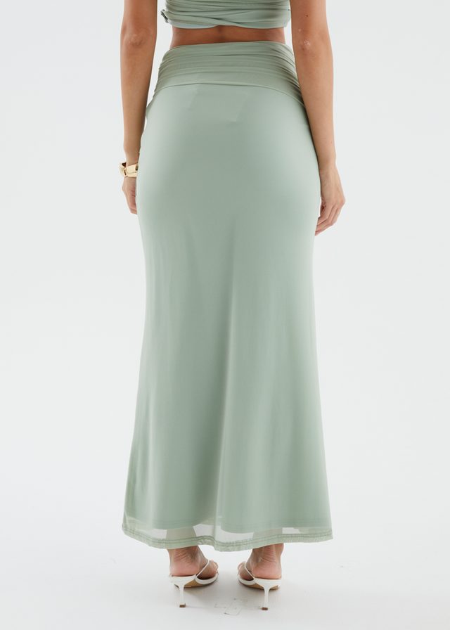 Santanna Mesh Maxi Skirt - Sage