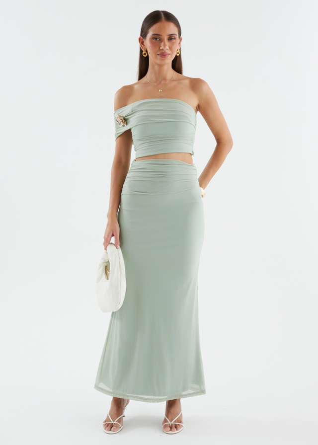 Santanna Mesh Maxi Skirt - Sage