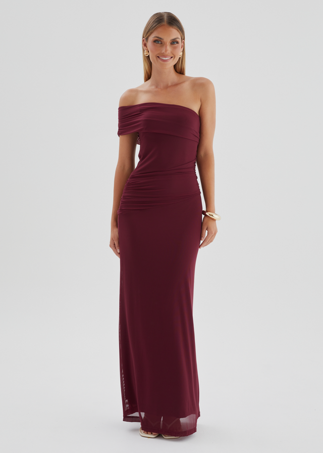 Allina Mesh Maxi Dress - Wine
