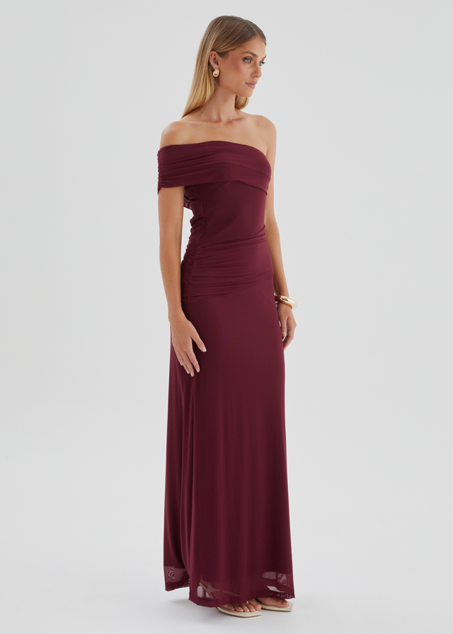 Allina Mesh Maxi Dress - Wine