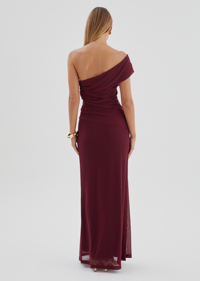 Allina Mesh Maxi Dress - Wine