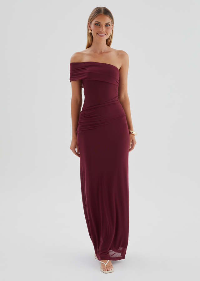 Allina Mesh Maxi Dress - Wine