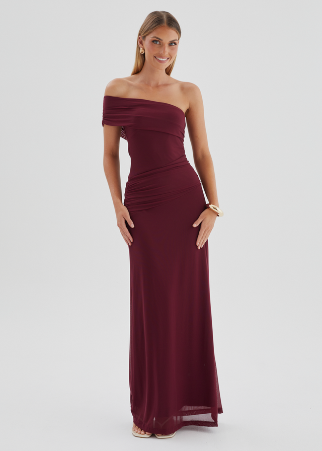 Allina Mesh Maxi Dress - Wine