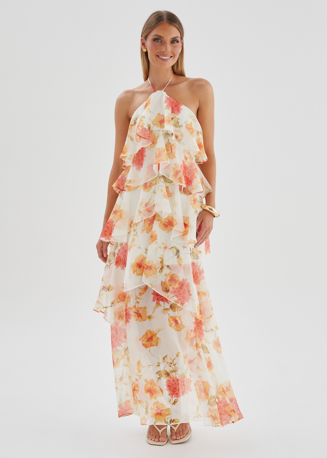 Telaena Halter Maxi Dress - Marigold Floral