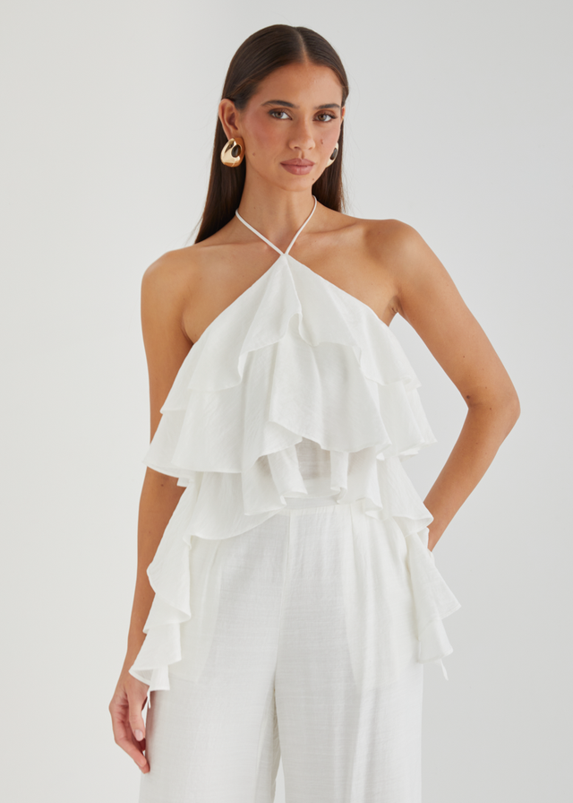 Teisha Halter Crop - White