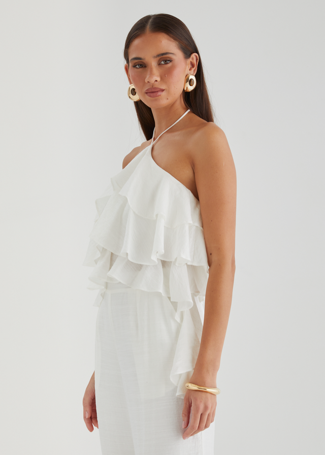 Teisha Halter Crop - White
