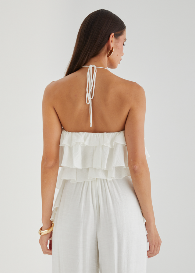 Teisha Halter Crop - White