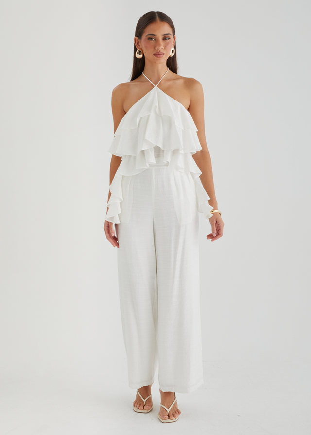 Teisha Halter Crop - White