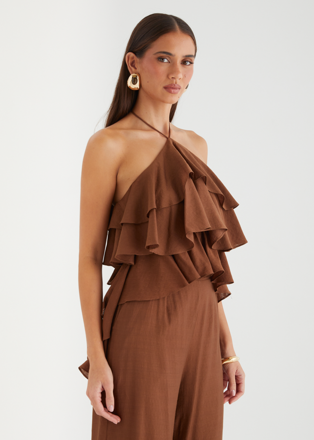 Teisha Halter Crop - Chocolate