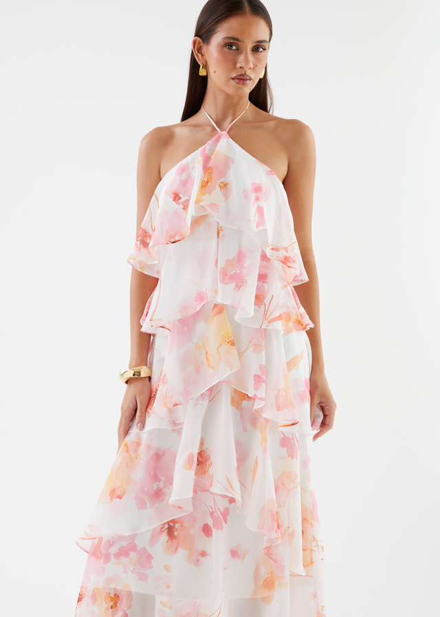 Telaena Halter Maxi Dress - Blush Floral