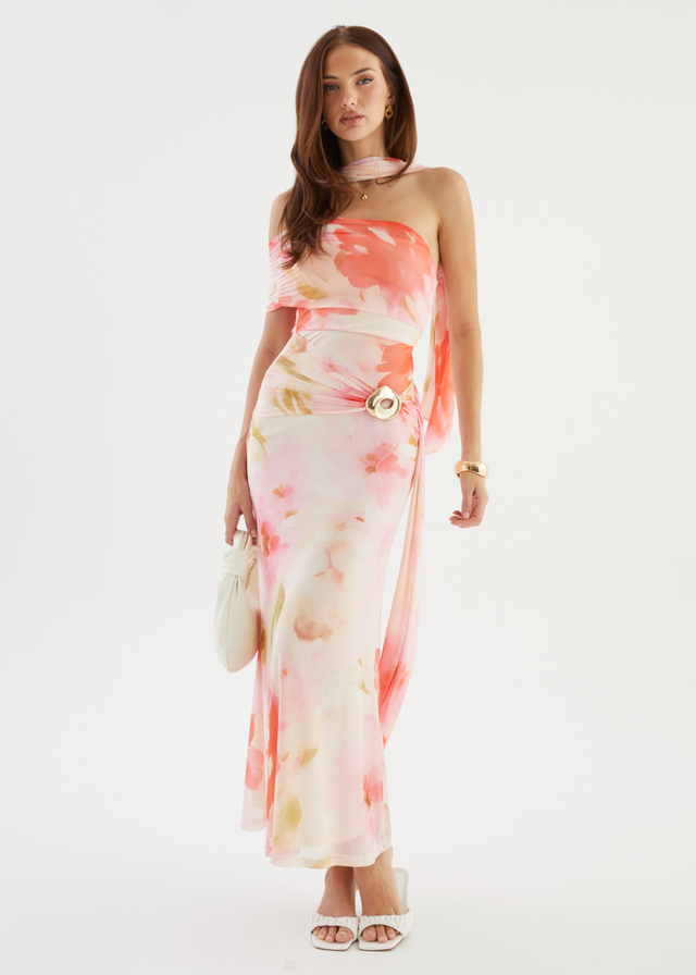 Shilah Mesh Maxi Dress - Blush Garden